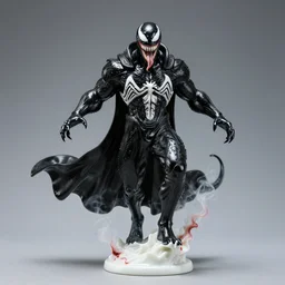 venom lord sculptor, black paint on white porcelain, leather cloak, intricate, wet plastic, levitating, style of alex stoddard, blood smoke, 8 k