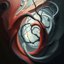 entangled. highly detailed, digital painting, artstation, abstract art, smooth, sharp focus, illustration, unreal engine 5, 8 k, art by malevich and artgerm and el lissitzky and andre masson and lovecraft