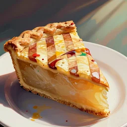 slice of apple pie, vertical pinstripes, ryoji ikeda, covered in splashes of paint, vincent di fate, sandra chevrier, a thick slice of apple pie, chesley bonestell, vincent di fate, pop art