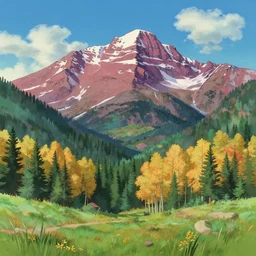 maroon bells, aspen, colorado, anime art landscape by studio ghibli, by ilya kuvshinov