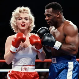 marilyn monroe boxing with mike tyson, award winning hd color photo