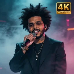 the weeknd by studio ghibli, digital art, sharp focus, 4 k, ambient lighting, foggy, neon