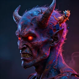 colored demons coming out of human head, cinematic lighting, trending on artstation, artstationHD, artstationHQ, unreal engine, 8k, digital painting