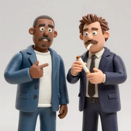 A photo of Dave Chappelle and Steve Buscemi doing Cocaine, By Rainer Hosch, claymation