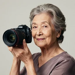 stunning portrait photography of beautiful old lady in simple background, canon 5 d mk 4, art lens, f 1. 4,
