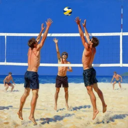 top gun beach volleyball scene, cool colors, painting by gaston bussiere, craig mullins, j. c. leyendecker, tom of finland