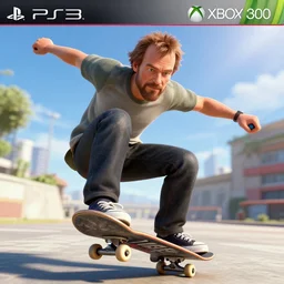 Walter White skateboarding in Skate 2, ps3 screenshot, xbox 360 screenshot, 4k, realistic face, insanely detailed