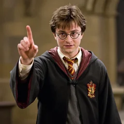 film still of Tom Holland as Harry Potter wearing glasses and hogwarts uniform casting a spell in Harry Potter movie