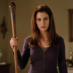 a still from veronica mars the vampire slayer, 1 9 9 7, veronica is holding a wooden stake up