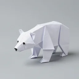 polarbear made of origami, diorama