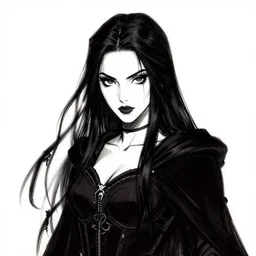 portrait of young female sorceress of doom, beautiful! coherent! dungeons and dragons character, by brian froud, strong line, night color, high contrast