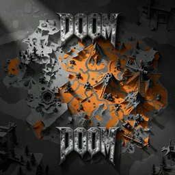 screenshot from a custom map for doom with a grey and orange color theme