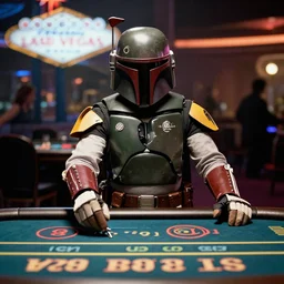 film still of Boba Fett gambling in vegas in the Phantom Menace 1999