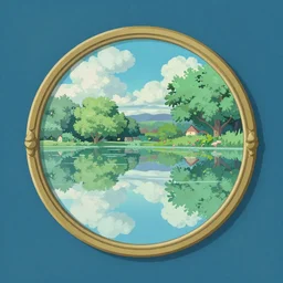 mirror world::1 vector art::0.3 digital, flat Miyazaki, Monet, hd, 8k::0.3 D&D::0.4 rule of thirds, symmetrical