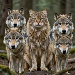 photo furry cat woman in a forest 8 b 4 with real wolves 3 z 5 ideal human face