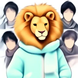 aesthetic portrait commission of a albino male furry anthro low-poly lion wearing a cute mint colored cozy soft pastel winter outfit, winter Atmosphere. Character design by charlie bowater, ross tran, artgerm, and makoto shinkai, detailed, inked, western comic book art, 2021 award winning painting