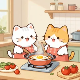 cute cats cooking Italian food