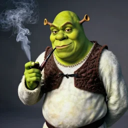 Shrek smoking crack from a crack pipe, Gottfried Helnwein, award-winning photograph, beautiful, stunning, cinematic