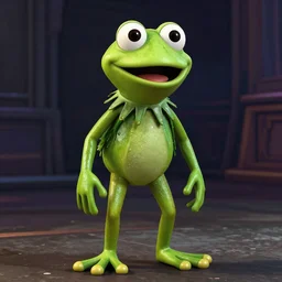 kermit the frog as a grand theft auto character, 3d render, playstation