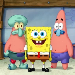 A badass photo of spongebob/patrick/squidward starring Films about the American National Revolution, infared photography, 8K, film render, extremely detailed, rendered in Octane, award winning photography