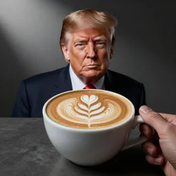 donald trump as latte art, photorealistic, studio lighting, octane render, artstation