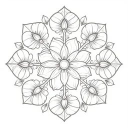 mandala consisting of flowers, lineart, vector