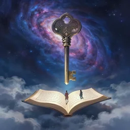 descending quran from the nebula cloud, key visual, ambient lighting, highly detailed, digital painting, artstation, concept art, sharp focus, by makoto shinkai and akihiko yoshida and hidari and wlop and greg rutkowski