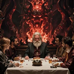 supreme leader having one last supper in hell,