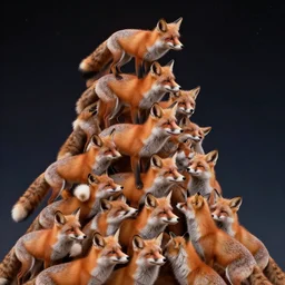 foxes all the way down, infinitely tall stack of foxes going up forever and ever, surreal concept art, space