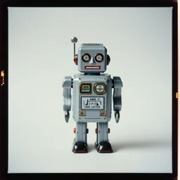 kodak portra 4 0 0, wetplate, colour portrait by saul leiter of a tiny photoreal tin toy robot standing in a snowy street, tiny gaussian blur, insanely detailed, insanely intricate, insanely beautiful, depth of field, low contrast, snowy, wide aperture, color photography