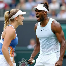 ray lewis yelling at womens tennis match, ray lewis, ray lewis yelling, tennis trending on artstation