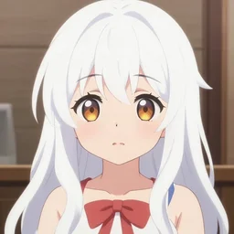 cute anime girl with white hair