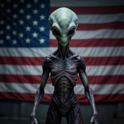 a creepy disquieting disturbing humanoid alien as the president of the united states