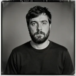 Thom Yorke, with a beard and a black shirt, a computer rendering by Martin Schoeller, cgsociety, de stijl, uhd image, tintype photograph, studio portrait, 1990s, calotype