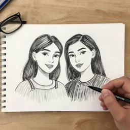 lesbian couple drawn by a college art student