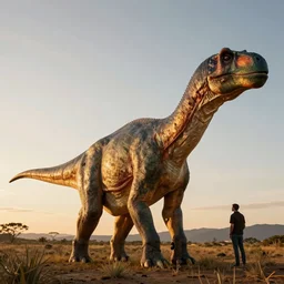 portrait of brontosaurus by Peter Mohrbacher and Peter Gric, volumetric lighting, good composition, trending on artstation, polarizer filter, in the golden hour