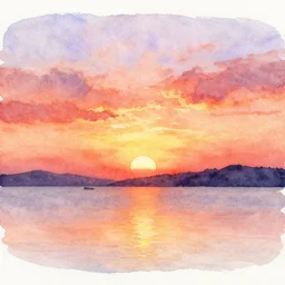 sunset watercolor painting.