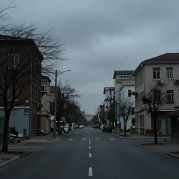 a desolate cityscape ; the only sound is the wind, blowing through the empty streets and buildings