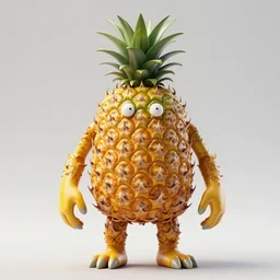 pineapple humanoid figure monster, symmetrical, highly detailed, digital art, sharp focus, trending on art station, kentaro miura manga art style