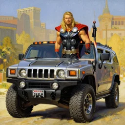 thor with hummer, marvel, artwork by nicholas roerich,