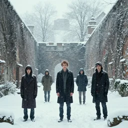 the secret garden under heavy snow, surrounded by tall walls. andreas achenbach, artgerm, mikko lagerstedt, zack snyder, tokujin yoshioka