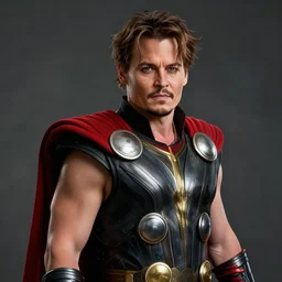 johnny depp as thor, naturel, hyper detailed, digital art, trending in artstation, cinematic lighting, studio quality, smooth render, unreal engine 5 rendered, octane rendered, art style by klimt and nixeu and ian sprigger and wlop and krenz cushart