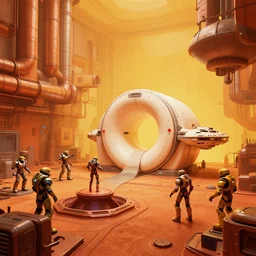 a minimalist modern cathedral interior of the matrix nebuchadnezzar biomechanical gieger, 3d rendered steampunk, iron smelting pits, high tech industrial and maschinen krieger, warm saturated colours, mri machine millennium falcon space-station with massive piping inspired by a nuclear reactor submarine, ilm, beeple, star citizen halo, mass effect, starship troopers, elysium