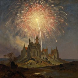 fireworks over mos eisley painting by albert bierstadt