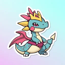 cute miss mascot dracolosse dracolosse dragonite pokemon sticker art, cronobreaker, beeple game icon