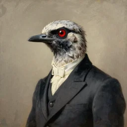 beautiful portrait painting of an elegant bird wearing a suit,,,, by rembrandt