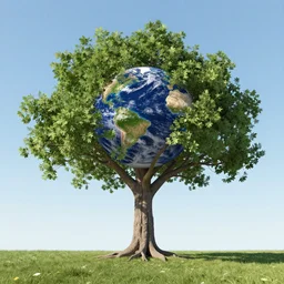 earth is a tree, 4k, photo-realistic