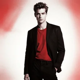jpeg compression, black red white, stunning model, greg rutkowksi, 2 4 0 p