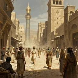 highly realistic concept art, anders zorn, craig mullins, rutkowski, dramatic light, in the streets of the bustling fantasy city of ancient egypt, 5 0 0 b. c.