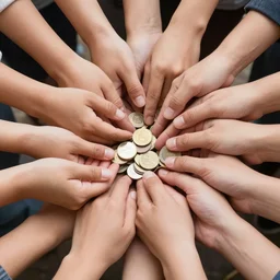 hundreds of hands grabbing at the same coin